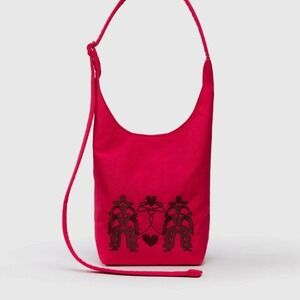 BAGGU NWT limited edition embroidered cowgirl small nylon red sling bag